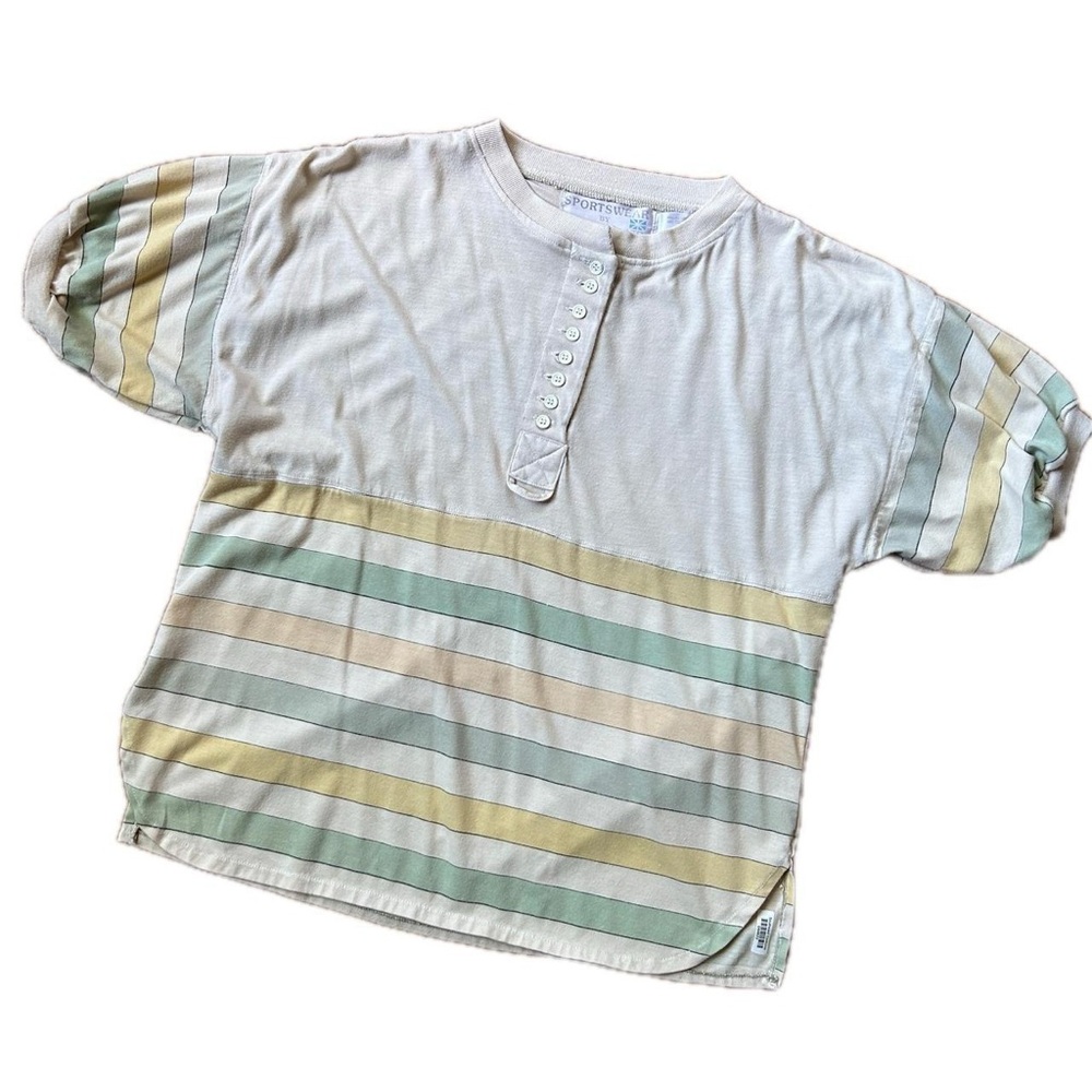 Vintage Striped Half Button Shirt